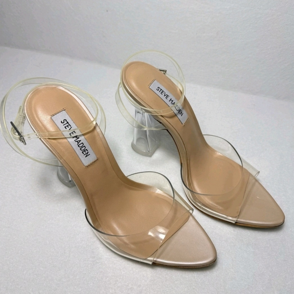 STEVE MADDEN BEKI CLEAR BLUSH SANDAL SIZE 7.5 - Picture 7 of 8